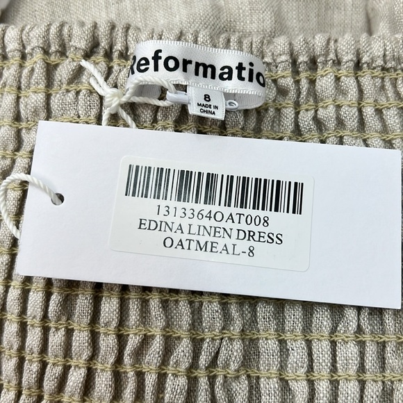 NWT Reformation Edina 100% Linen Dress Sz 8 Oatmeal Color Vacation Cruise Resort - Picture 5 of 12